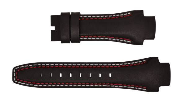 Phantom 49mm Brown Leather Strap (Red & White Stitch)